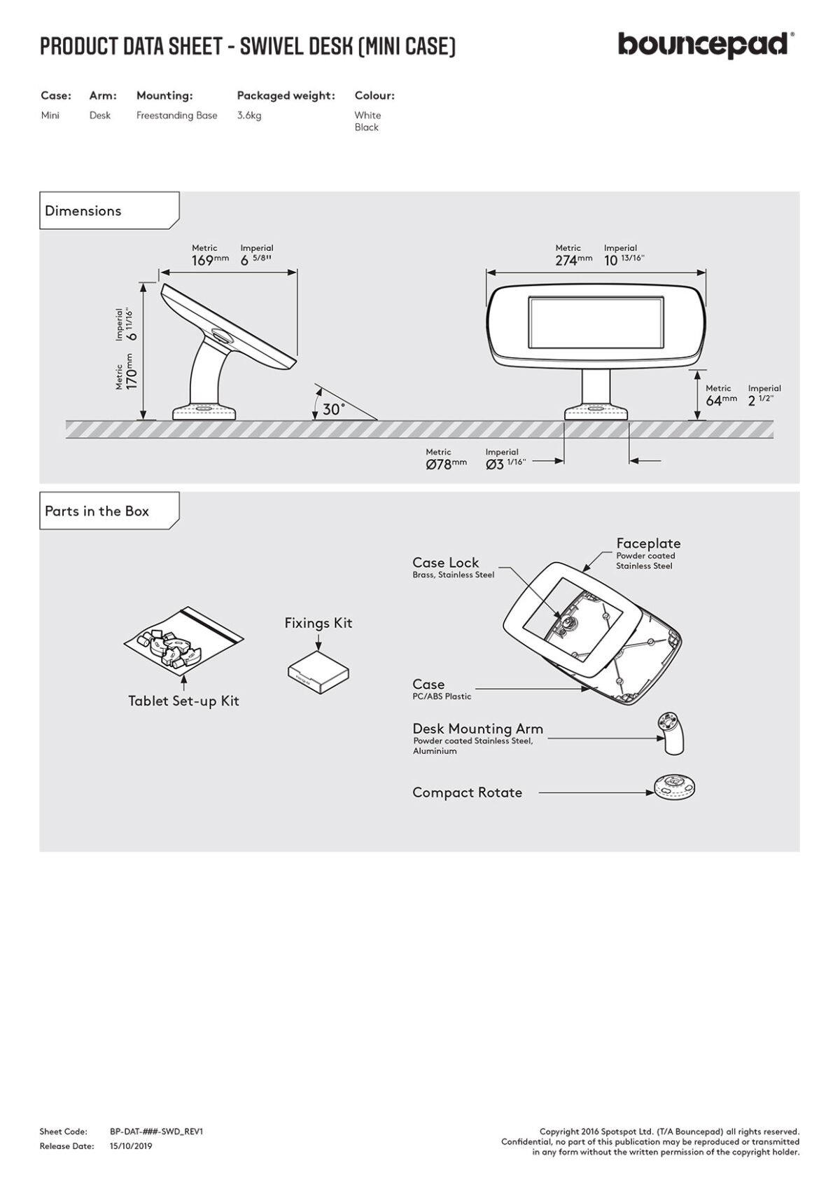 Buy BouncePad Desk Swivel Rotating Tablet & iPad Desktop Kiosk Stand Online